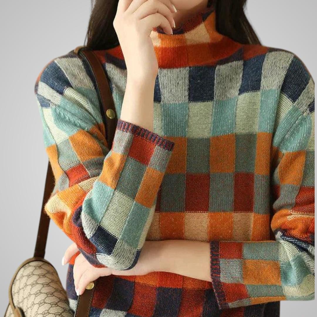 Greta Check Knit Turtleneck