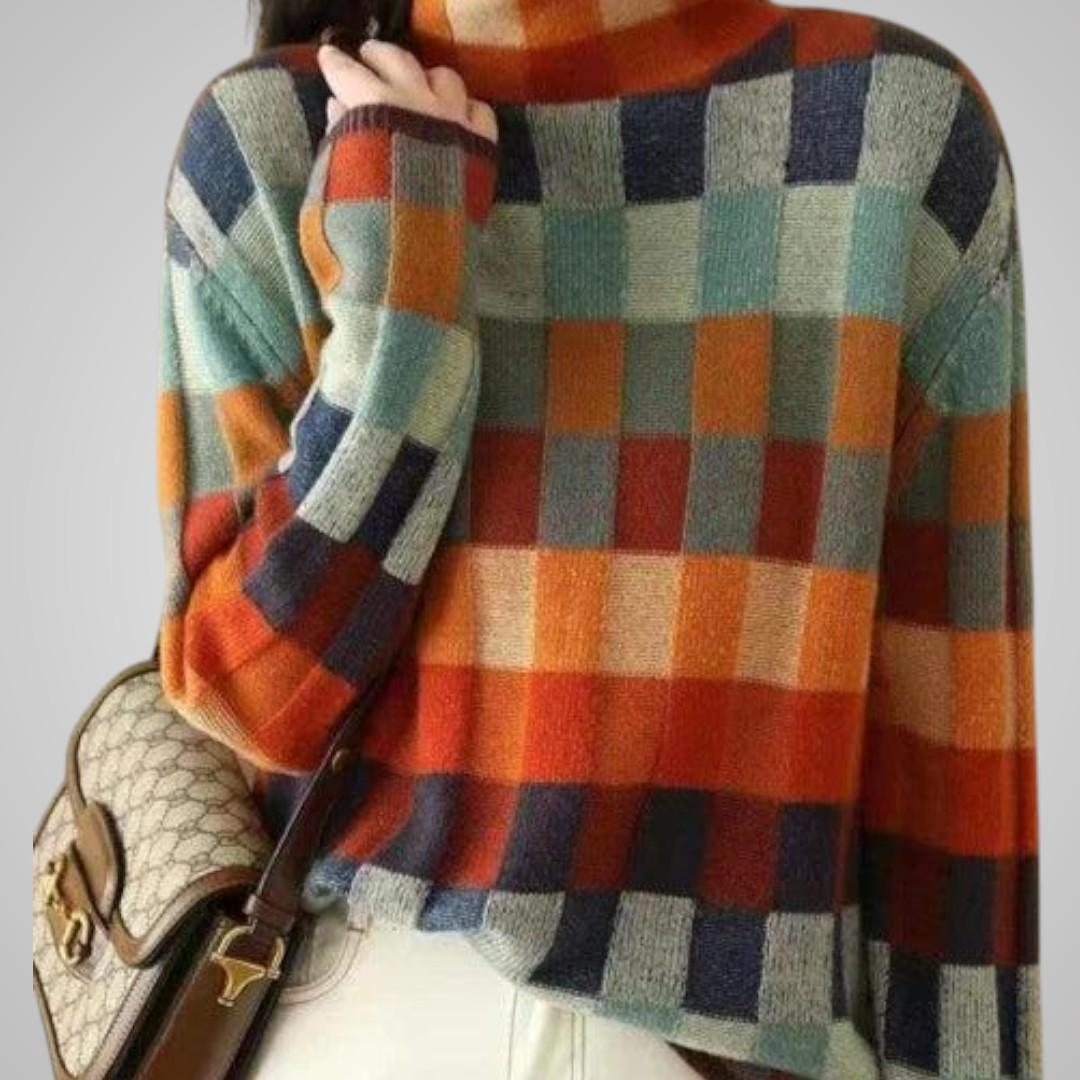 Greta Check Knit Turtleneck