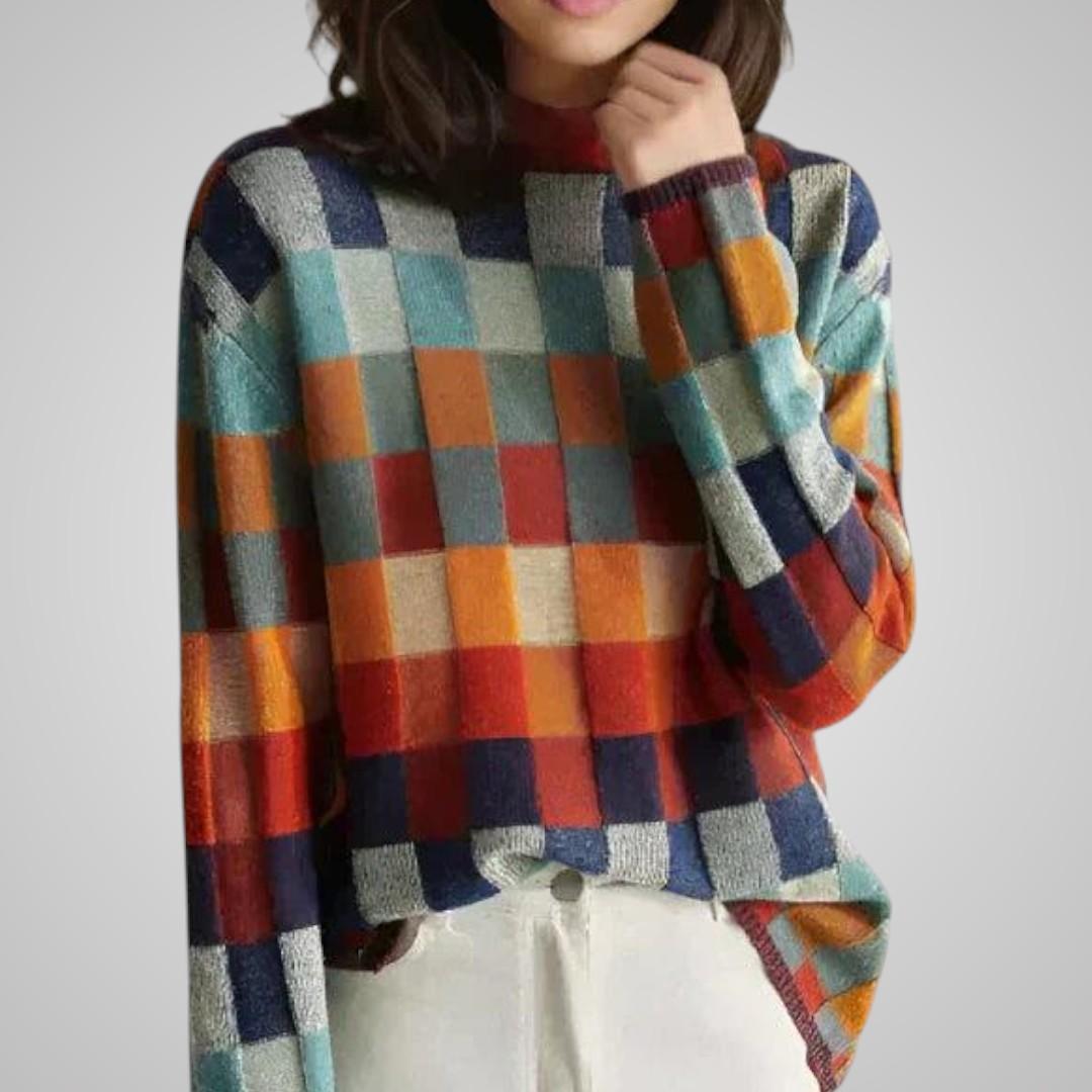 Greta Check Knit Turtleneck