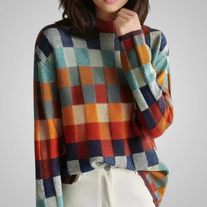 Greta Check Knit Turtleneck