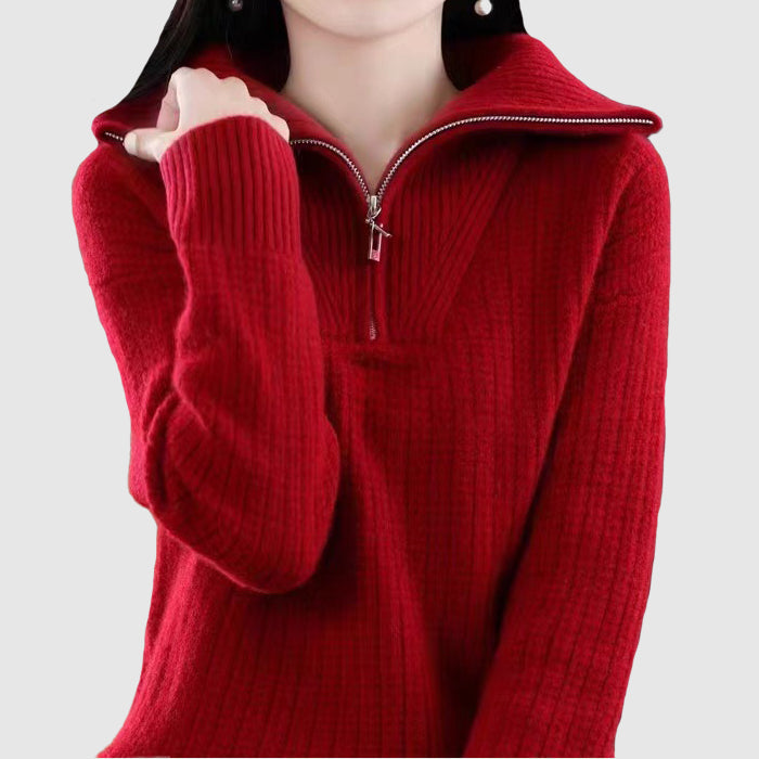 Lynne Zip Collar Knit Sweater