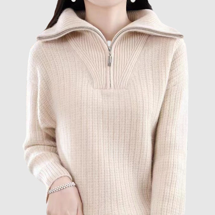 Lynne Zip Collar Knit Sweater