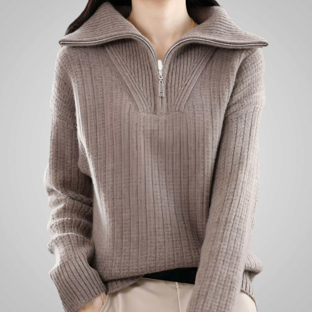 Lynne Zip Collar Knit Sweater