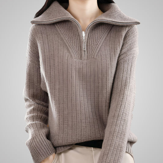 Lynne Zip Collar Knit Sweater